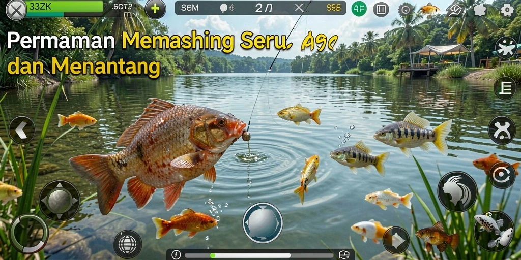 Screenshot gameplay 33ZK menampilkan aksi memancing yang mendebarkan.