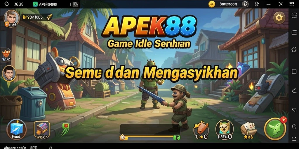 Tampilan gameplay APEK88 menunjukkan karakter mengumpulkan sumber daya secara otomatis.