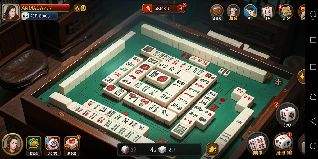 Tampilan gameplay Mahjong yang menarik dalam ARMADA777.
