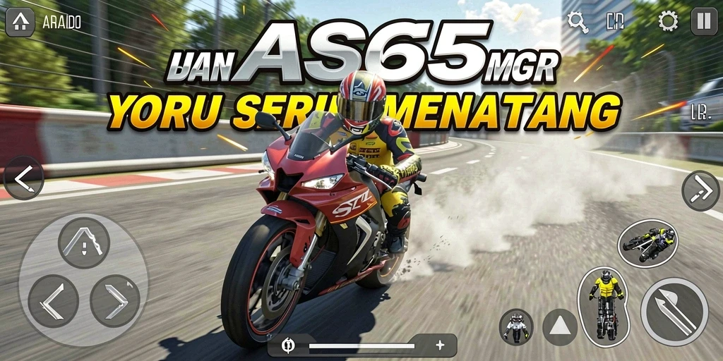 Gameplay seru ASG55 dengan balapan motor yang mengasyikkan.