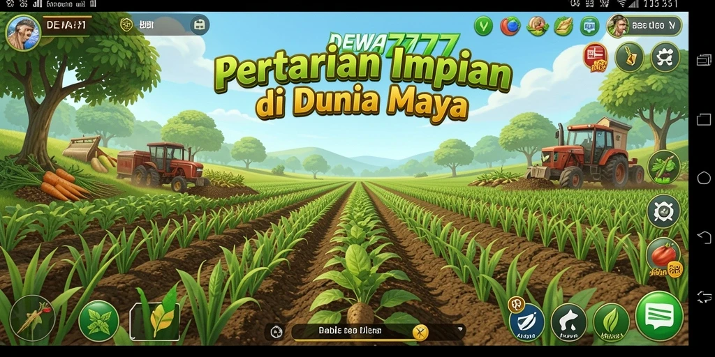 Tampilan gameplay DEWA777 saat merawat tanaman di kebun.
