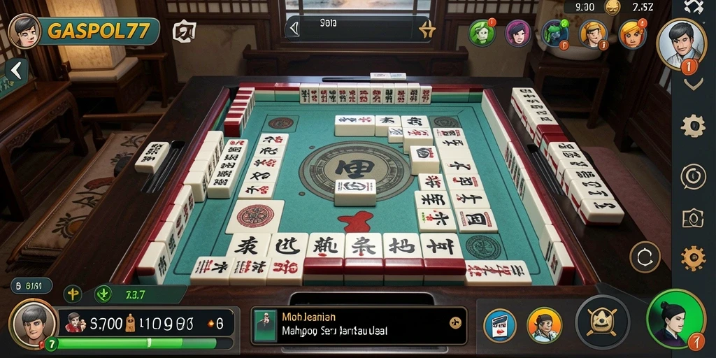 Tampilan gameplay GASPOL77 yang menarik dengan desain ubin Mahjong.