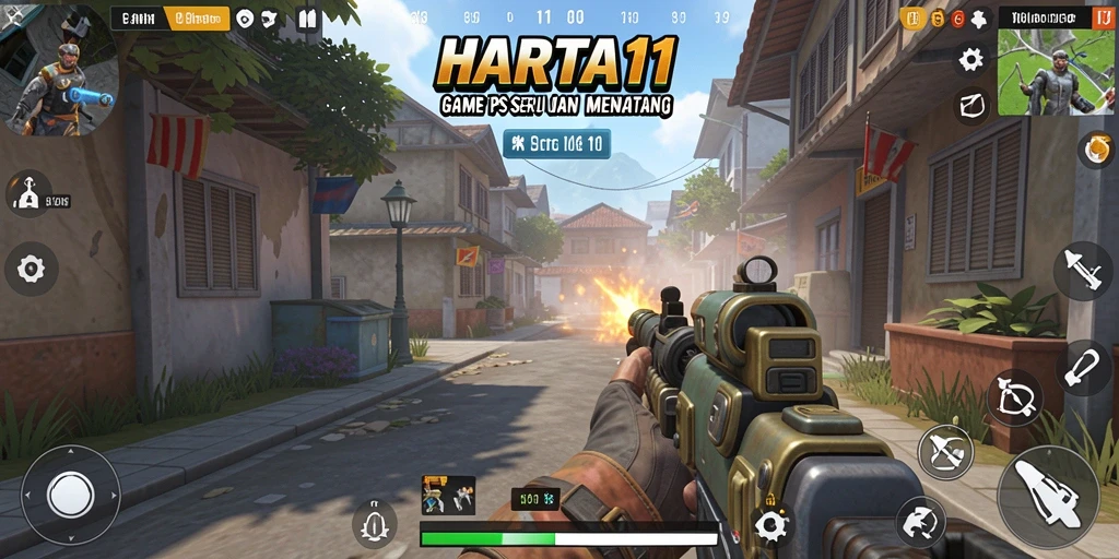 Gambaran gameplay HARTA11 dengan aksi tembak-menembak yang mendebarkan.