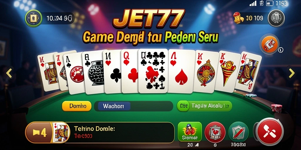 Screenshot gameplay JET77 menampilkan suasana seru permainan domino.