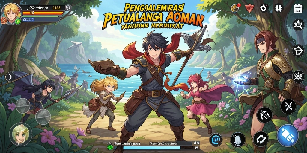 Tampilan gameplay JJ62 yang penuh aksi dan karakter anime.