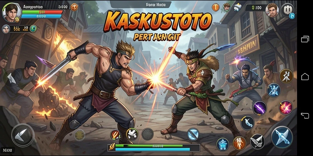 Tangkapan layar KASKUSTOTO menunjukkan pertarungan epik antar karakter.