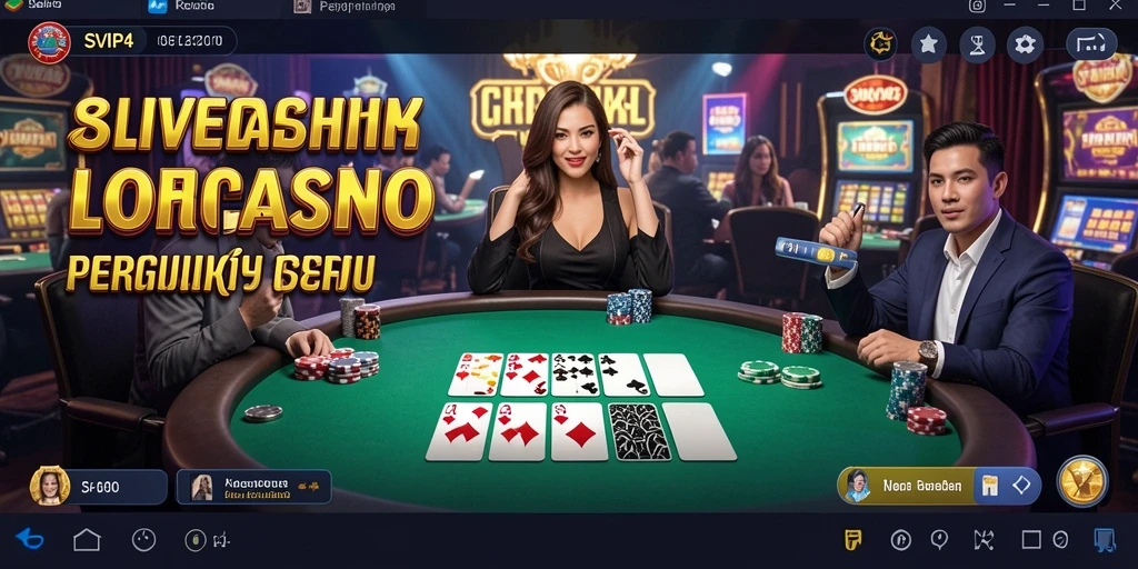 Screenshot gameplay SVIP4 menampilkan dealer live dan suasana kasino yang mendebarkan.