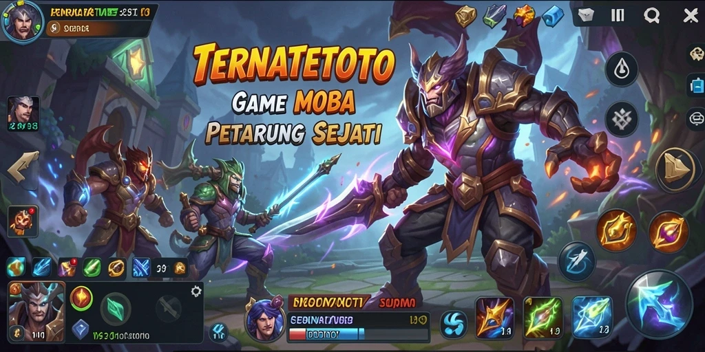 Screenshot menampilkan aksi seru dalam gameplay MOBA TERNATETOTO.