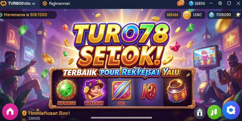 Screenshot gameplay TURBO78 yang menunjukkan gulungan slot yang berputar.